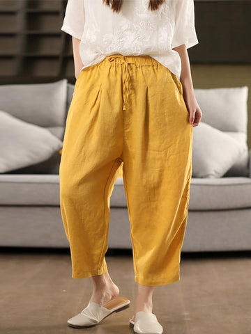 Harem Summer 100%Linen Color Pants Pure Women FashionChic
