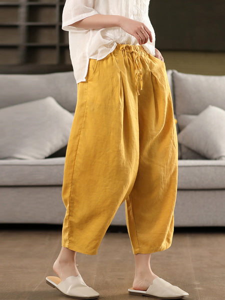 Harem Summer 100%Linen Color Pants Pure Women FashionChic