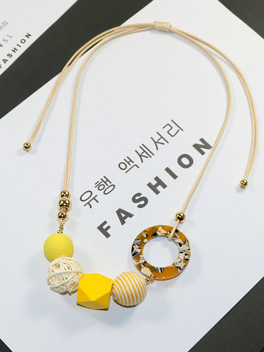 Pendant Wooden Women Necklace Casual Resin FashionChic