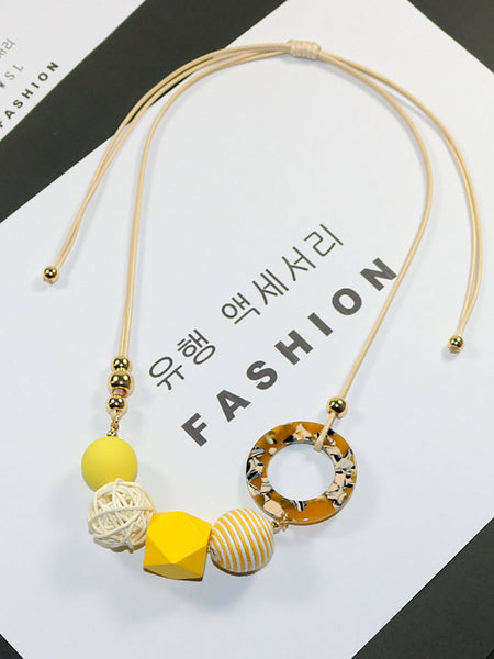 Pendant Wooden Women Necklace Casual Resin FashionChic