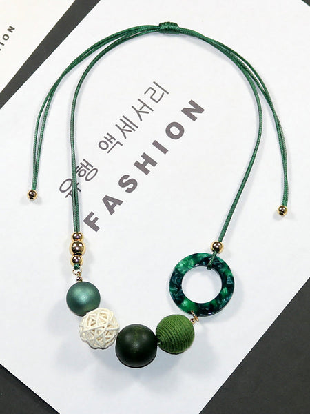 Pendant Wooden Women Necklace Casual Resin FashionChic