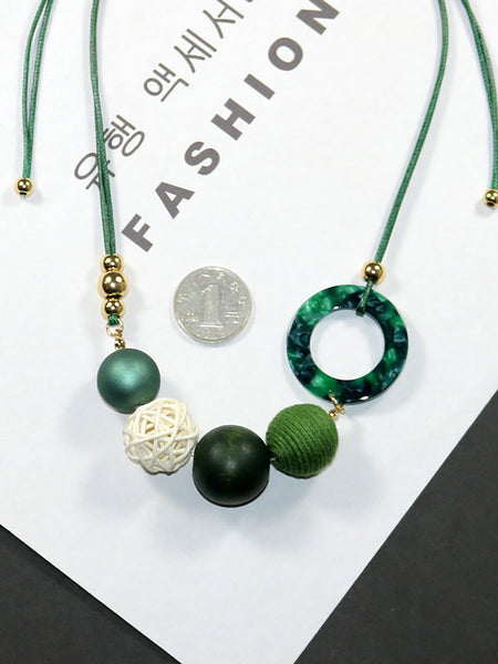 Pendant Wooden Women Necklace Casual Resin FashionChic