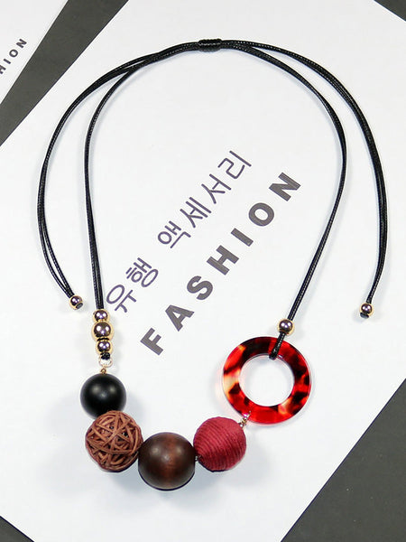 Pendant Wooden Women Necklace Casual Resin FashionChic