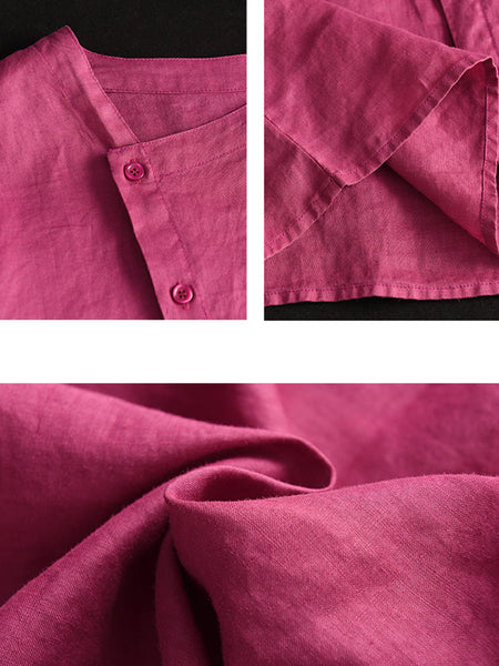 Thin Color Women Summer Shirt Pure Casual O-Neck FashionChic