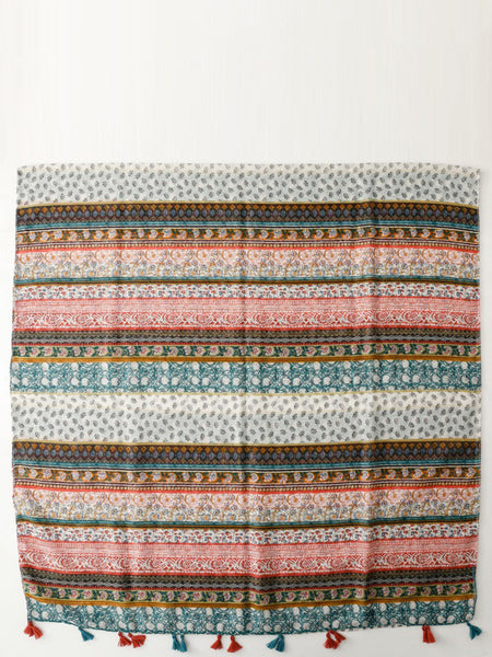 Bohemia Women Shawl Scarf Spliced Floral Tassel FashionChic