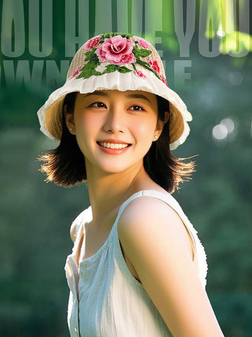 Flower Lace Spliced Women Sunproof Embroidery Ethnic Hat FashionChic