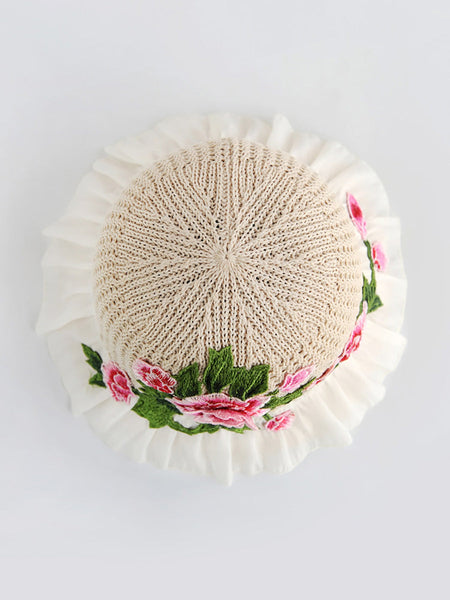 Flower Lace Spliced Women Sunproof Embroidery Ethnic Hat FashionChic