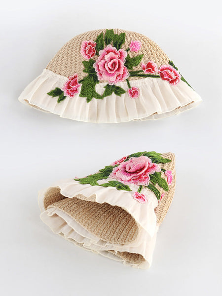 Flower Lace Spliced Women Sunproof Embroidery Ethnic Hat FashionChic