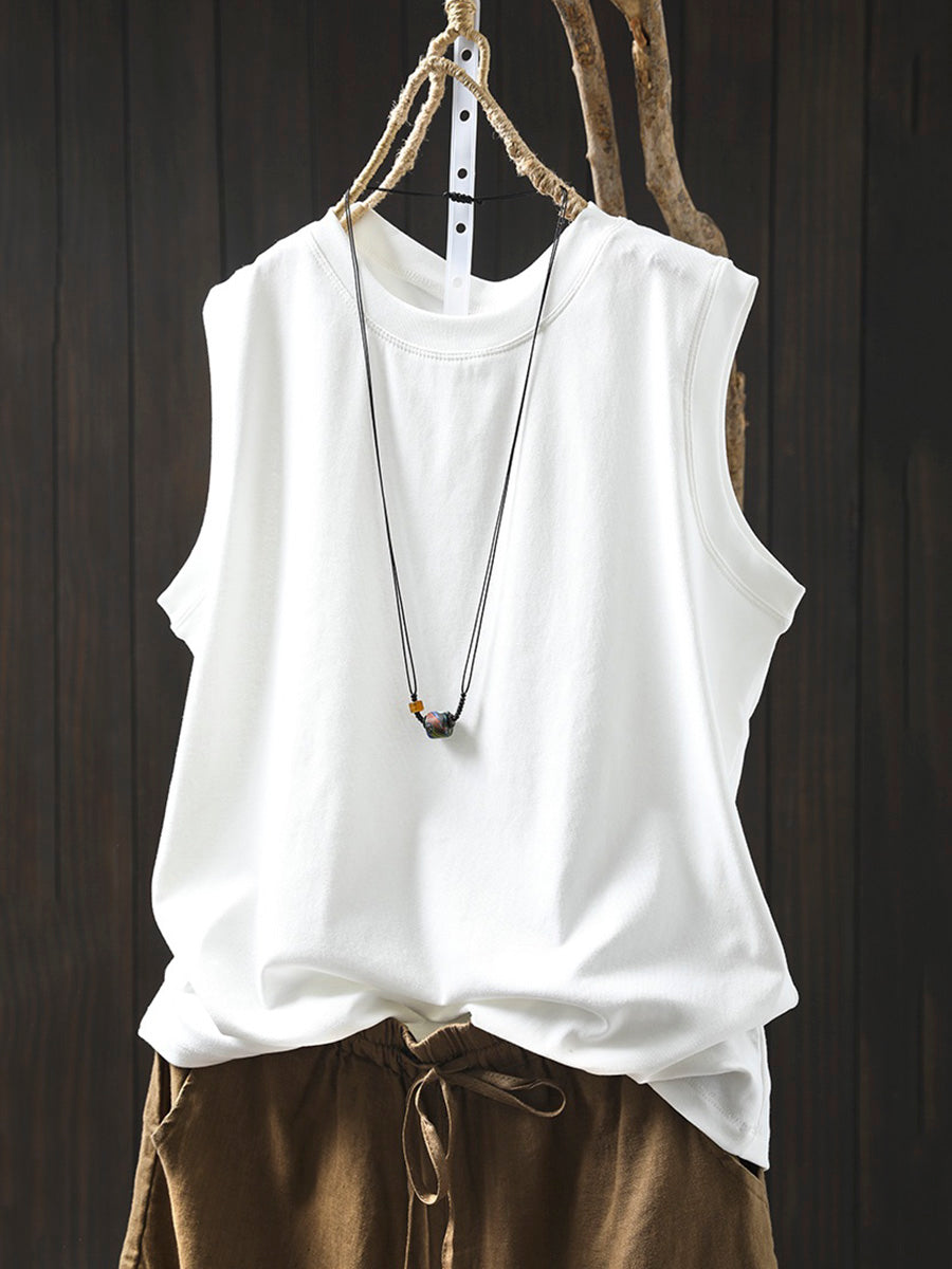 Shirt Women 100%Cotton Pure O-Neck Color Summer Casual FashionChic