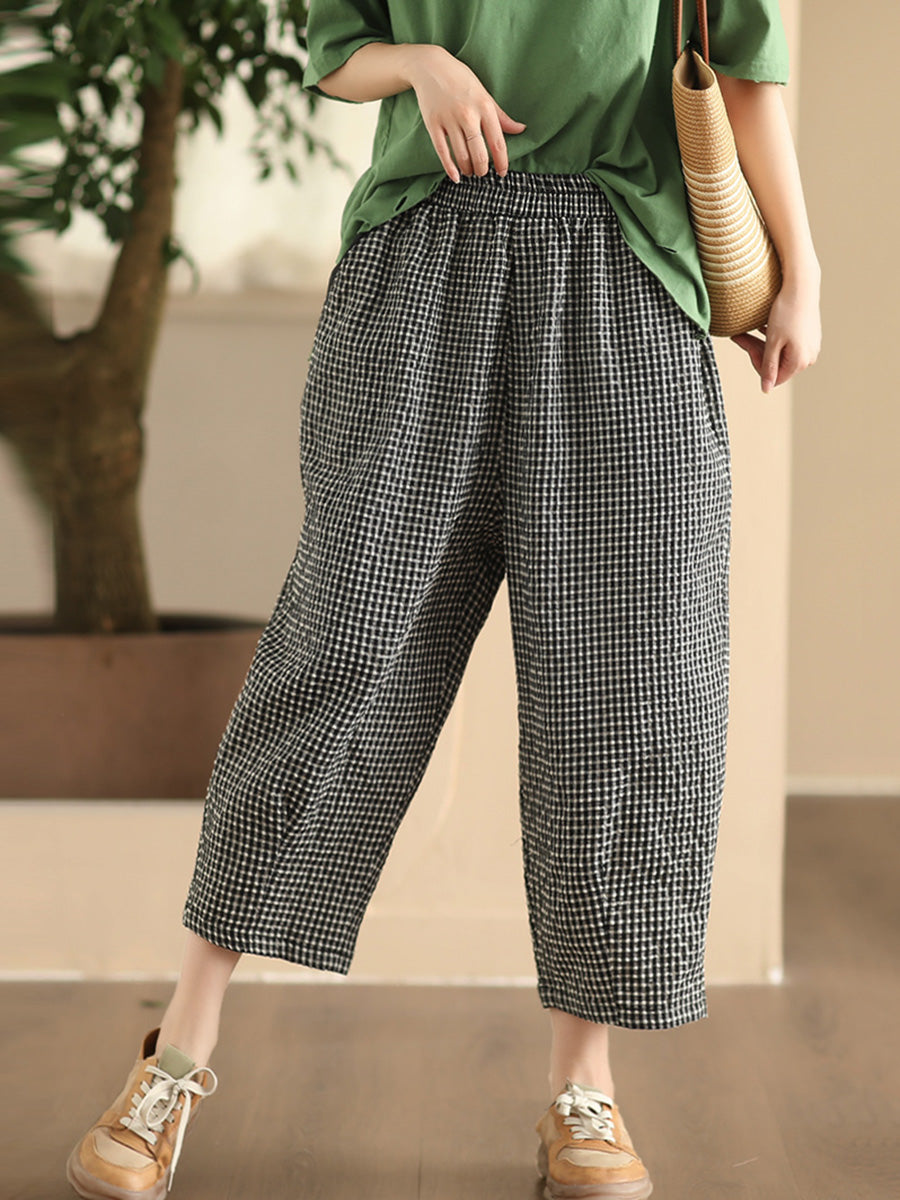 Pants Harem Lattice Cotton Summer Casual Women FashionChic