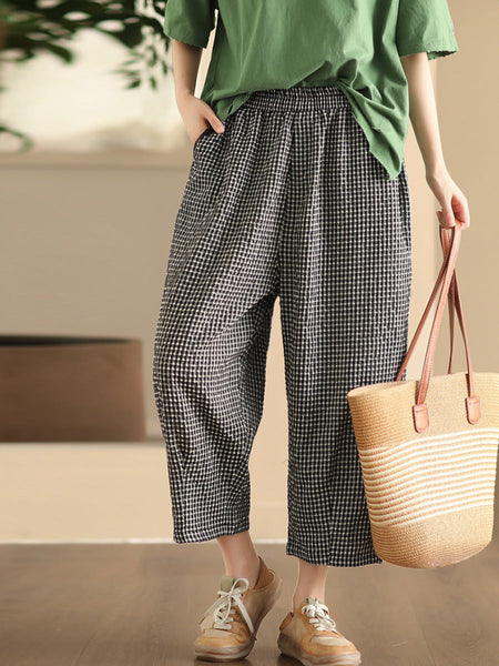 Pants Harem Lattice Cotton Summer Casual Women FashionChic
