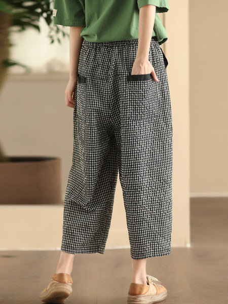 Pants Harem Lattice Cotton Summer Casual Women FashionChic
