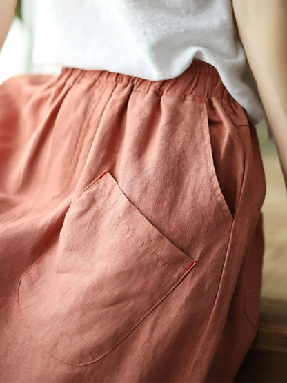 Linen Harem Pants Summer Women Pure Color FashionChic