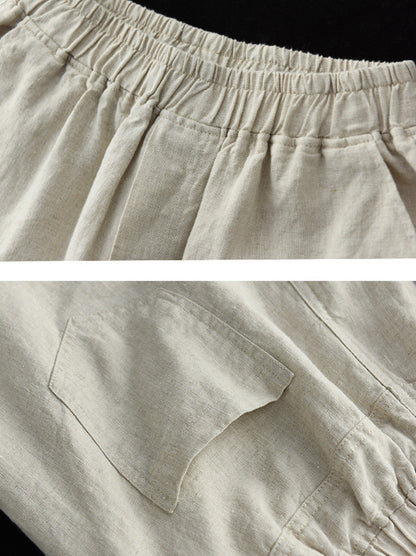 Linen Harem Pants Summer Women Pure Color FashionChic