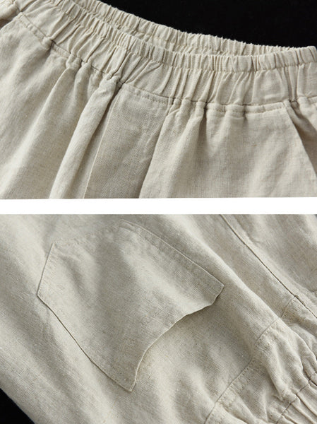 Linen Harem Pants Summer Women Pure Color FashionChic