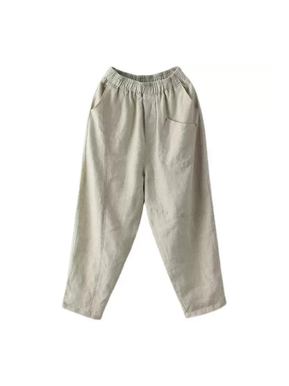 Linen Harem Pants Summer Women Pure Color FashionChic