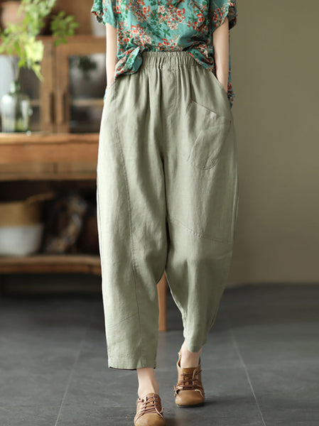 Linen Harem Pants Summer Women Pure Color FashionChic