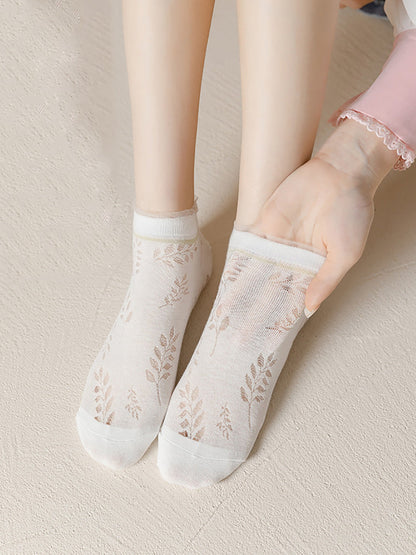 Summer Leaf Women Pairs Socks Cotton 5 FashionChic