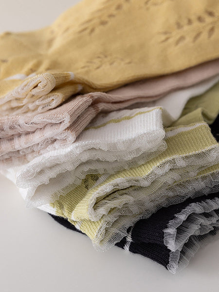 Summer Leaf Women Pairs Socks Cotton 5 FashionChic