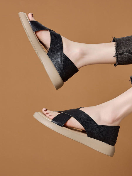 Casual Summer Pure Leather Color Slippers Women FashionChic