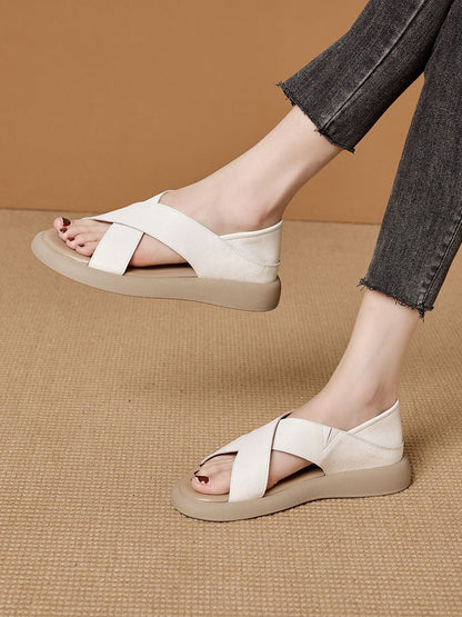 Casual Summer Pure Leather Color Slippers Women FashionChic