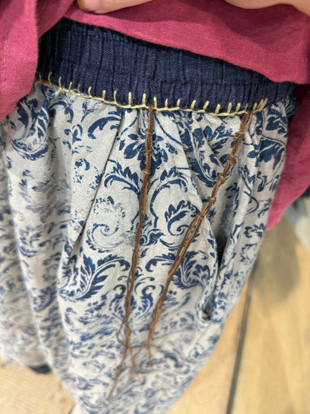 Retro Women Linen Flower Pants Summer Wide-leg FashionChic