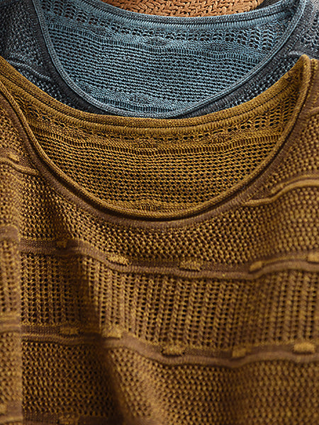 Summer O-Neck Stripe Shirt Knitted Casual Women FashionChic