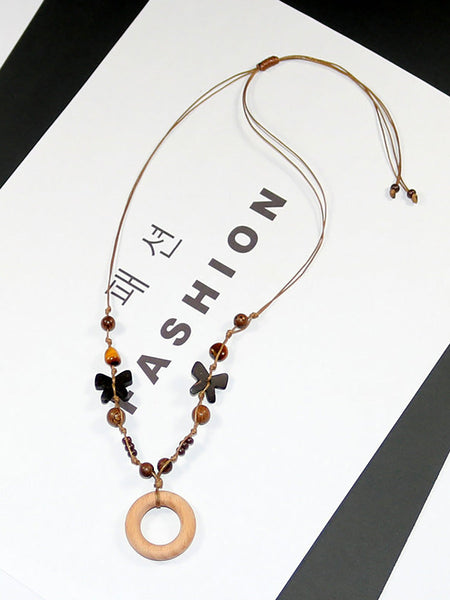 Artsy Bead Women Necklace Butterfly Wooden FashionChic