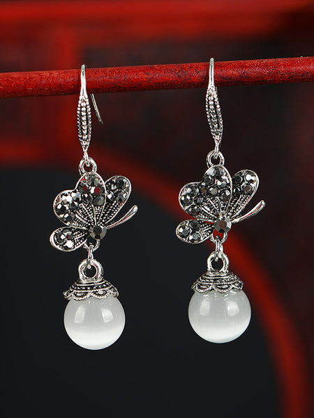 Earrings Alloy Agate Women Butterfly Vintage FashionChic