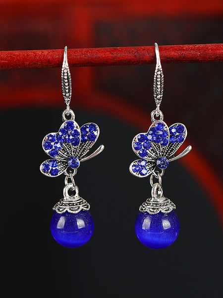 Earrings Alloy Agate Women Butterfly Vintage FashionChic