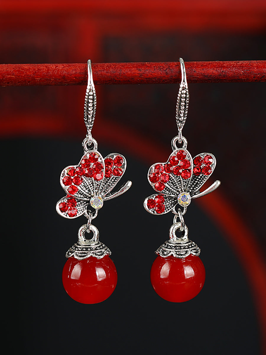 Earrings Alloy Agate Women Butterfly Vintage FashionChic