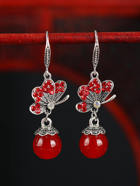 Earrings Alloy Agate Women Butterfly Vintage FashionChic