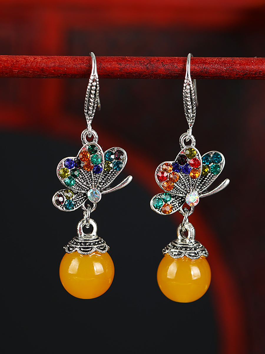 Earrings Alloy Agate Women Butterfly Vintage FashionChic