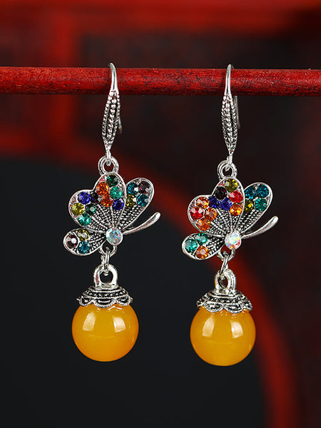 Earrings Alloy Agate Women Butterfly Vintage FashionChic