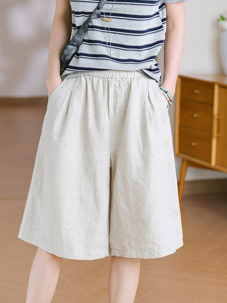 Summer Pants Pure Women 100%Linen Casual Color Fifth FashionChic