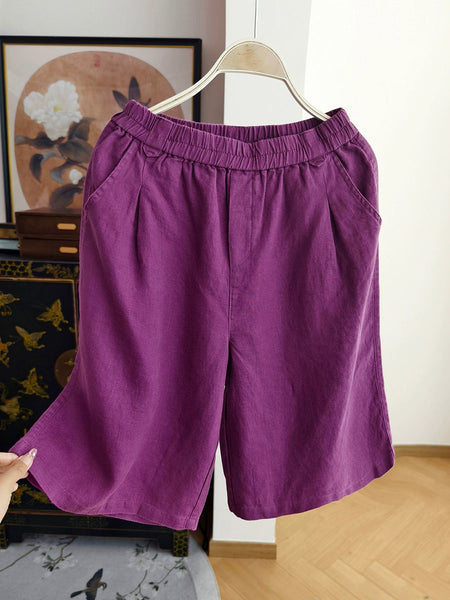 Summer Pants Pure Women 100%Linen Casual Color Fifth FashionChic