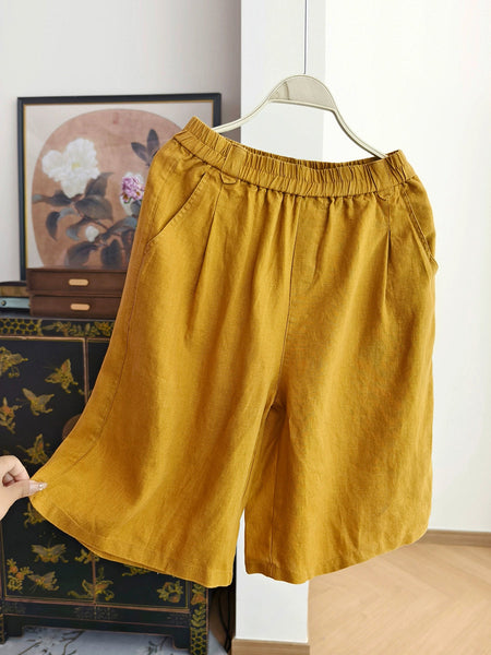 Summer Pants Pure Women 100%Linen Casual Color Fifth FashionChic