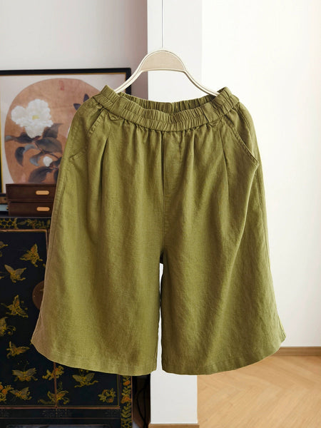 Summer Pants Pure Women 100%Linen Casual Color Fifth FashionChic