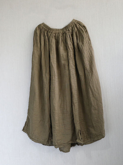 Women 100%Cotton Pure Color Retro Summer Skirt FashionChic