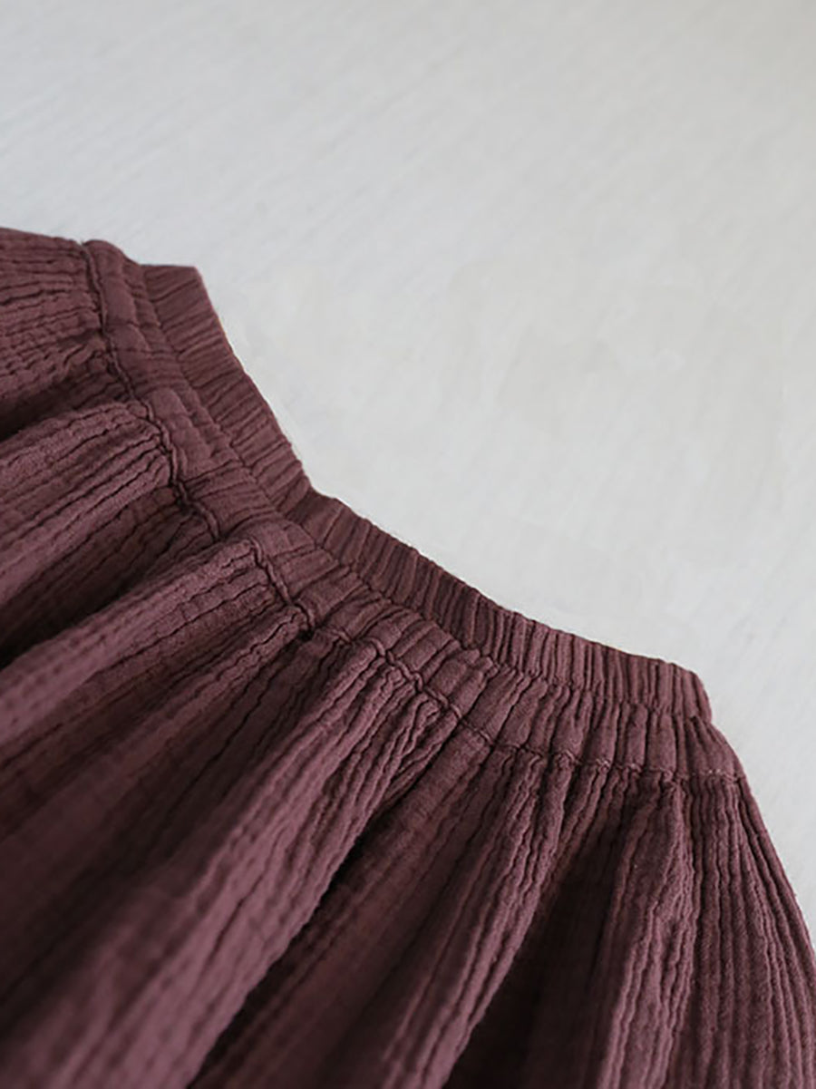 Women 100%Cotton Pure Color Retro Summer Skirt FashionChic
