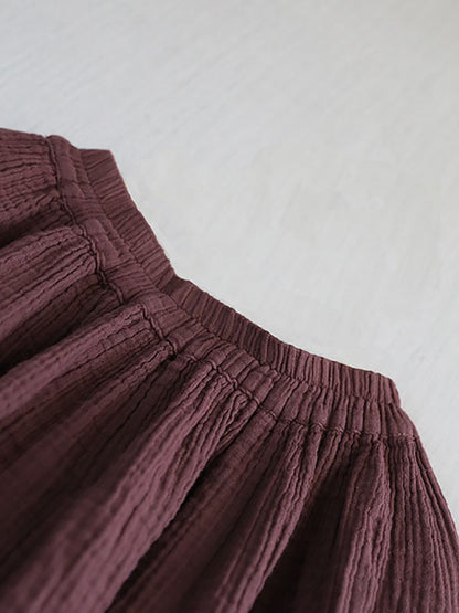 Women 100%Cotton Pure Color Retro Summer Skirt FashionChic