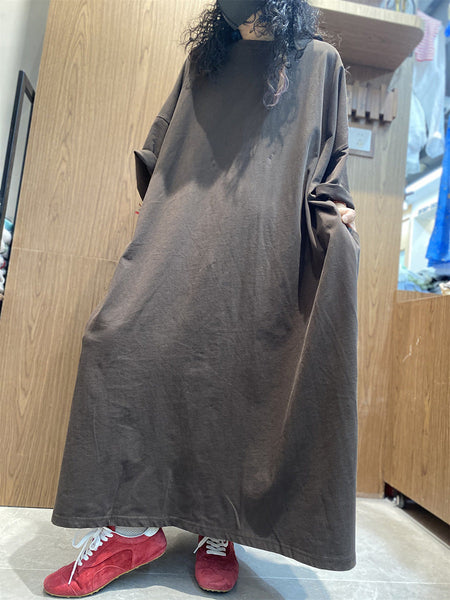 Casual Color Pure Women Dress O-Neck Cotton Maxi Summer FashionChic