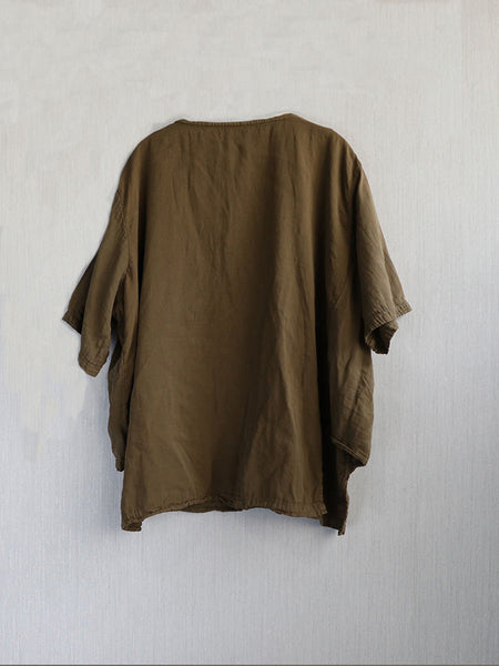 Casual Summer 100%Cotton O-Neck Pure Women Color Shirt FashionChic