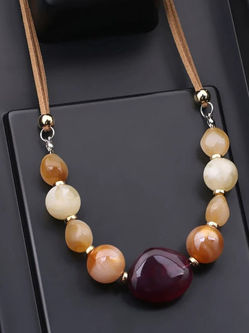 Necklace Stone Women Vintage Pendant Colorful FashionChic