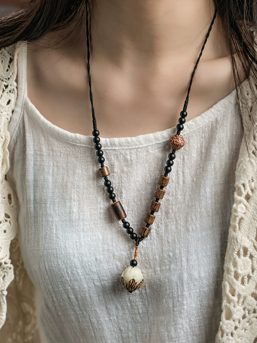Necklace Women Bead Ethnic Wooden Bodhi FashionChic
