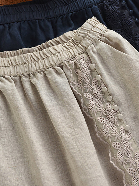 Summer Women Skirt Color Lace 100%Linen Pure FashionChic