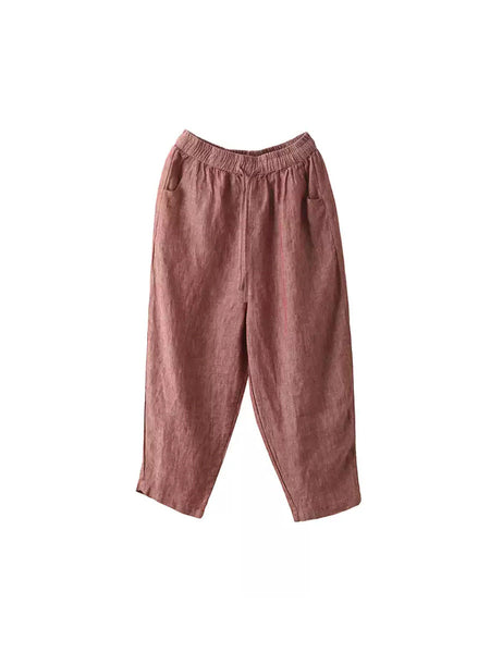 Women Retro Harem Summer Pants 100%Linen Color Pure FashionChic