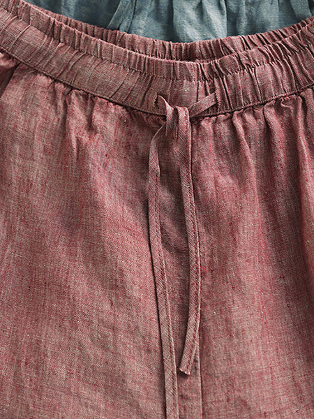 Women Retro Harem Summer Pants 100%Linen Color Pure FashionChic