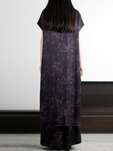 Vintage Summer Suits Flower Loose V-Neck Women FashionChic