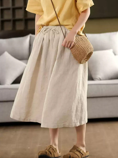 Summer Pure 100%Linen Skirt Color Women FashionChic